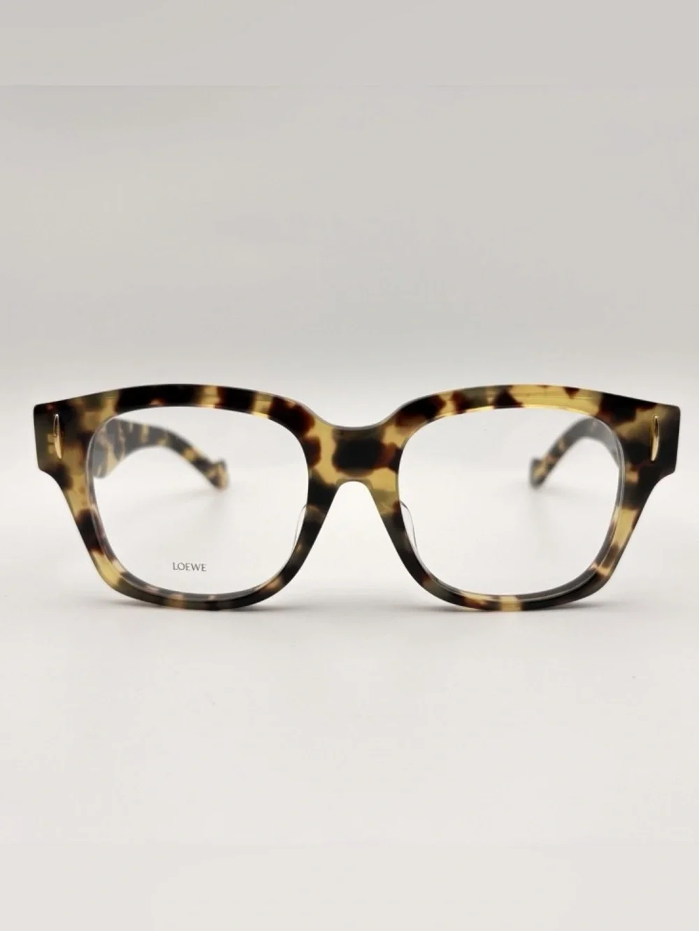 New Loewe LW50091F 056 Tortoiseshell Acetate Square Glasses Gold Logo Authentic